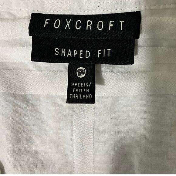 Foxcroft Women’s Shirt Shaped Fit 16W Button Tab Sleeves White Embossed - Picture 4 of 8